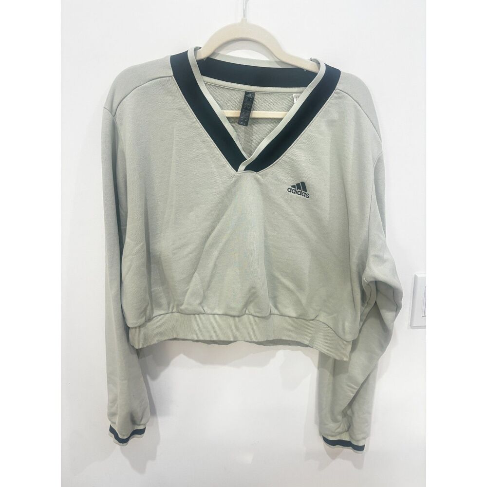 Adidas Cropped V-Neck Performance Sweatshirt HY552 Women’s Large